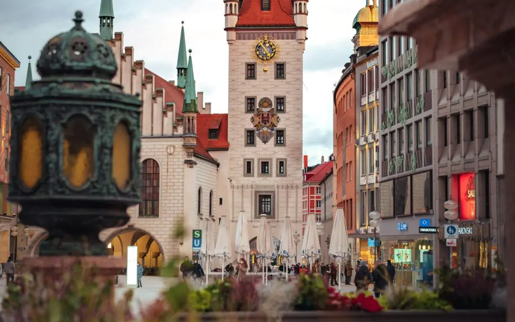 The Old Town Hall tower at the east end of Marienplatz in Munich